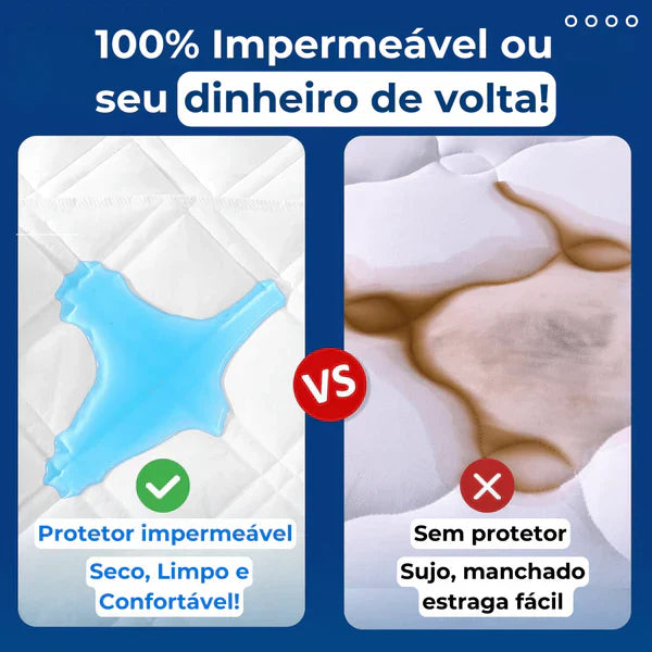 Protetor de Colchão Impermeável e Contra Rasgos + 2 Fronhas